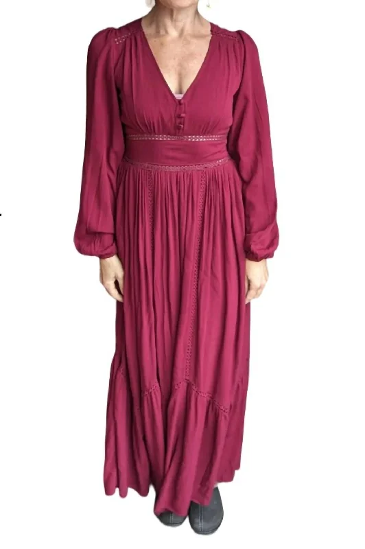 Flash Sales Today Lace Inset Maxi Dress In Mulberry