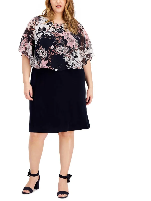 Women's Clothing for Every Occasion Plus Womens Floral Popover Sheath Dress