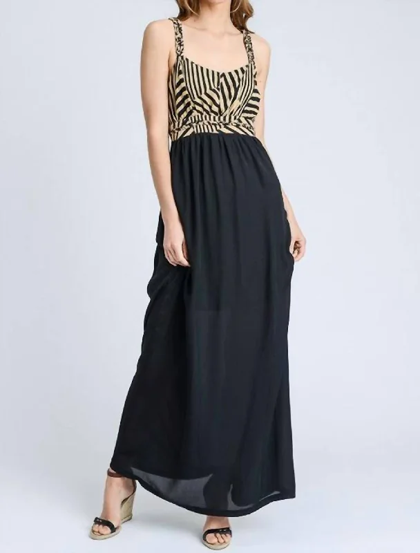 Chic Clothes For Women Braid Shoulder Strap Maxi Dress In Black