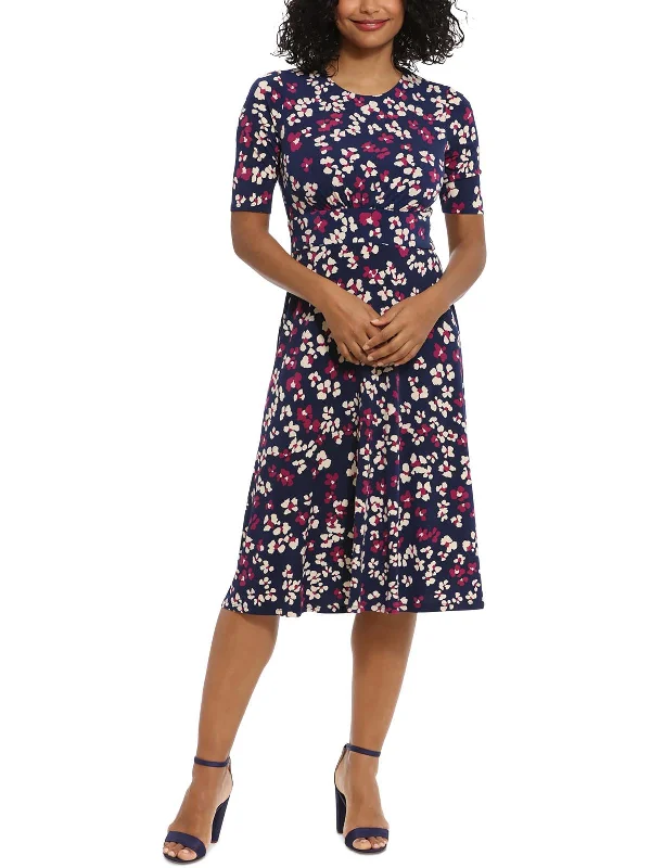 Women's Seasonal Clothes Petites Womens Scoop Neck Floral Wear To Work Dress