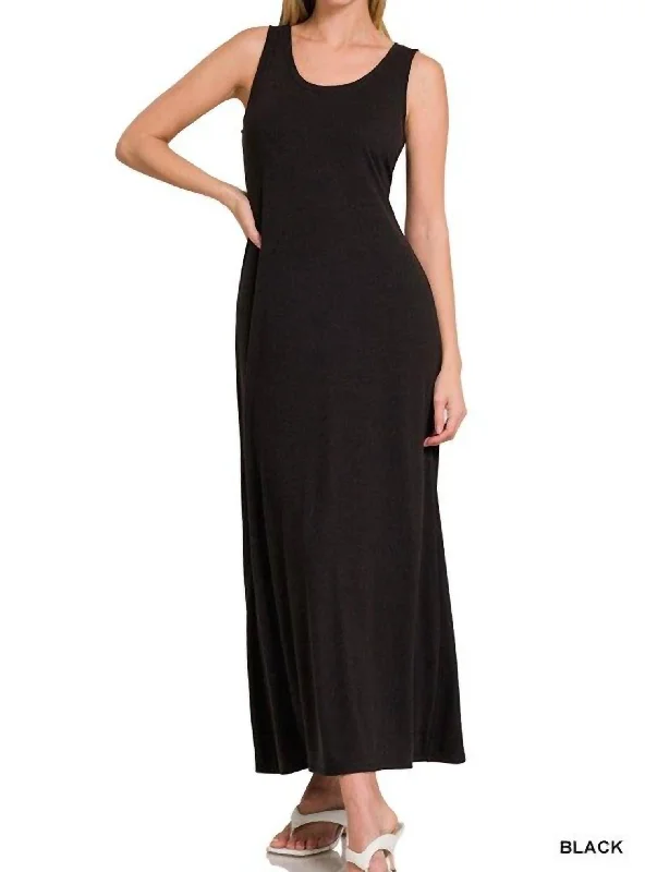 Bold Prints Casual Chic Tank Maxi Dress In Black