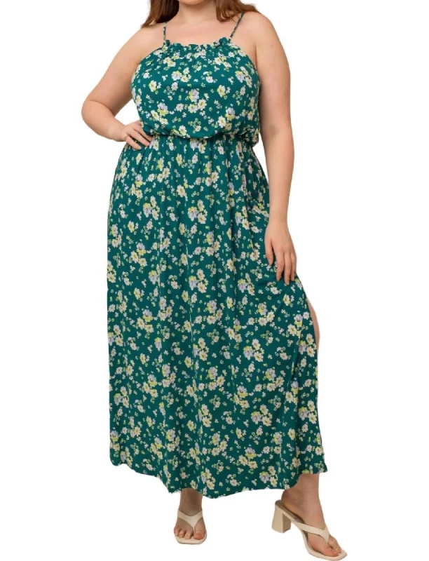 Seasonal Women's Fashion Trends Floral Maxi Dress - Plus In Green