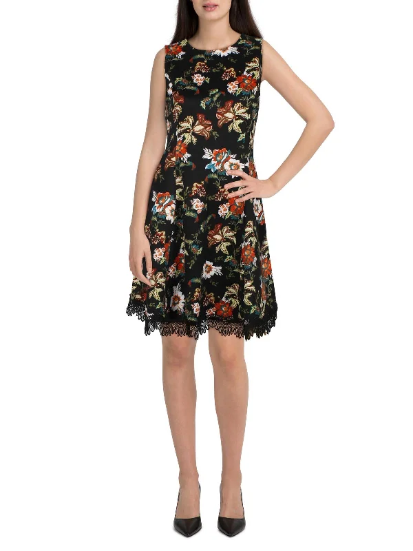 Holiday Gift Guide Sale Womens Floral Knee Fit & Flare Dress