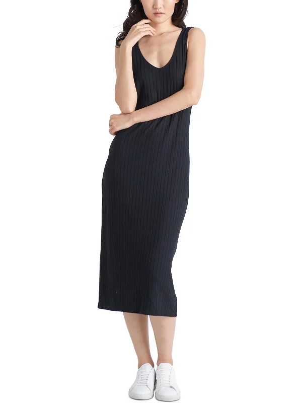Minimalist Style Womens Shadow Stripe Long Maxi Dress