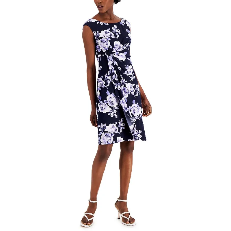 Chic Women's Garments Petites Womens Floral Jersey Sheath Dress