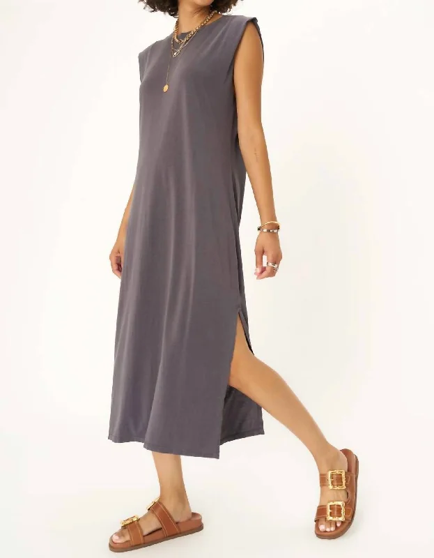 Sales Clothes Felix Washed Back V Maxi Dress In Charcoal
