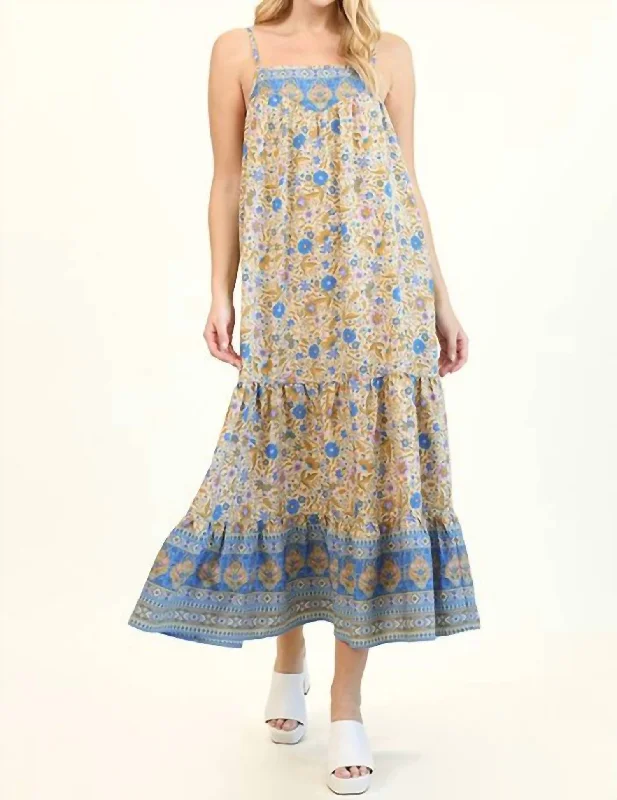 Best Online Boutiques Liliana Maxi Dress In Blue Aztec