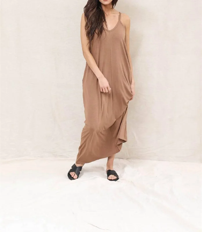 Colorful Clothing Everyday Maxi Dress In Deep Camel