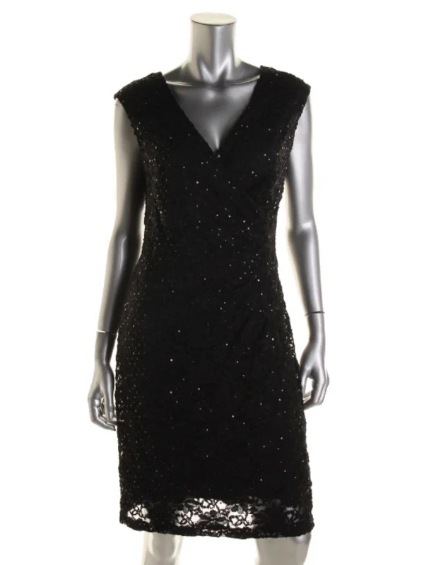 Women's Clothes For Work Events Petites Womens Lace Sleeveless Cocktail Dress