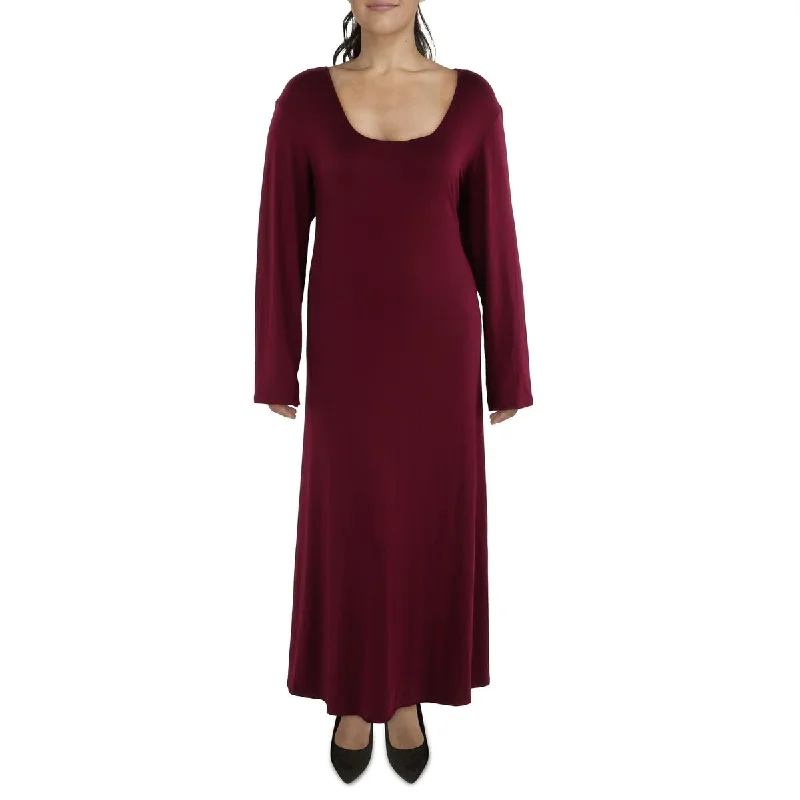 Plus Size Women's Fashion and Clothing Plus Womens Full Length Boat Neckline Maxi Dress