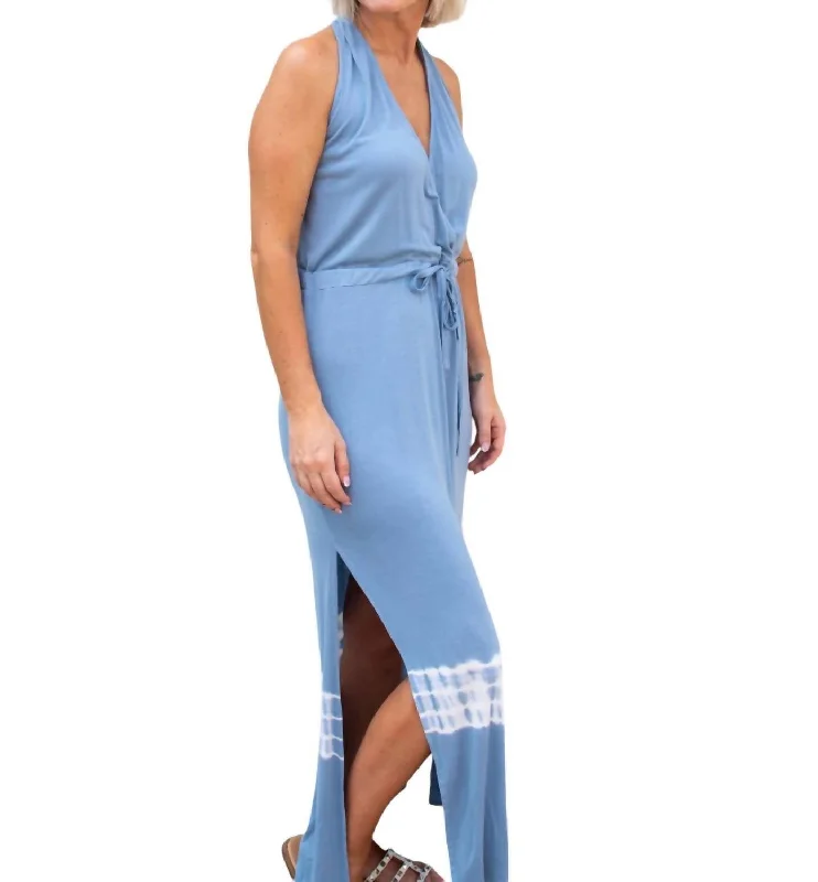 Trendy Boutique Online Where Would We Be Maxi Dress In Blue Tie Dye