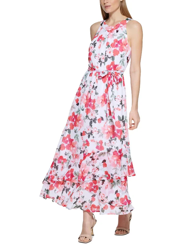 Timeless Women's Clothes Petites   Womens Belted Long Maxi Dress