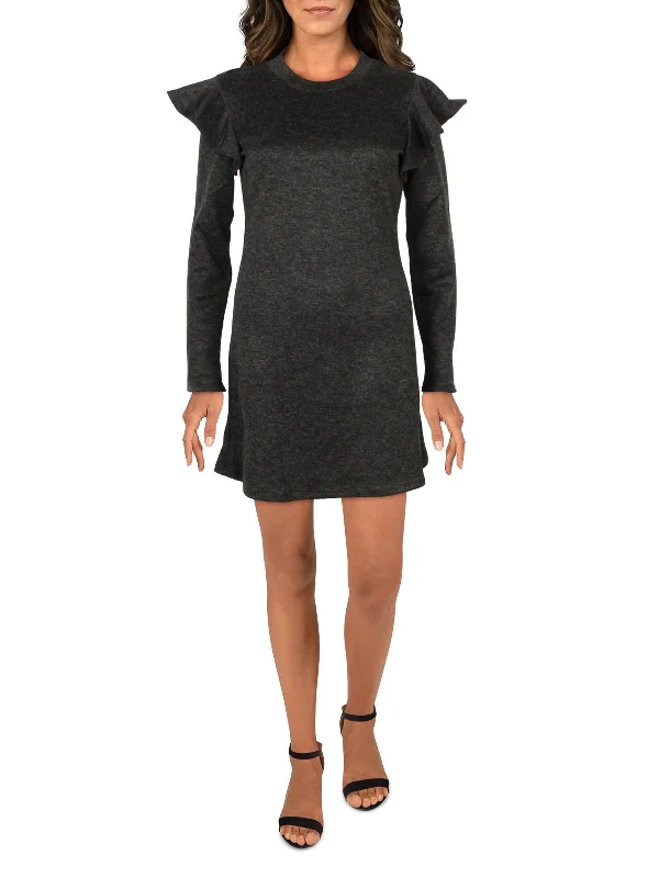 Tailored Clothing For Women Juniors Womens Metallic Long Sleeve Fit & Flare Dress