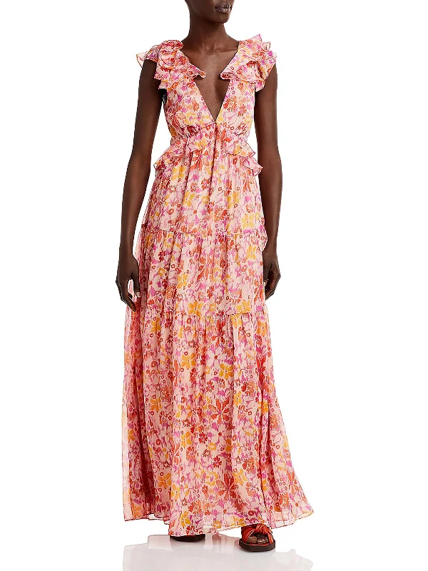 Women's Holiday Clothing Womens Chiffon Open Back Maxi Dress