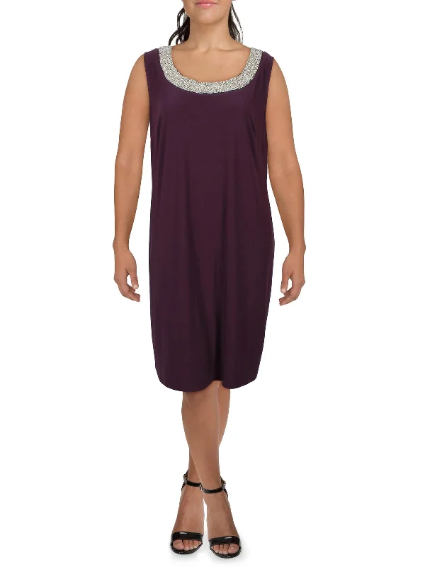 Holiday Discount Plus Womens Embellished Sleeveless Cocktail Dress