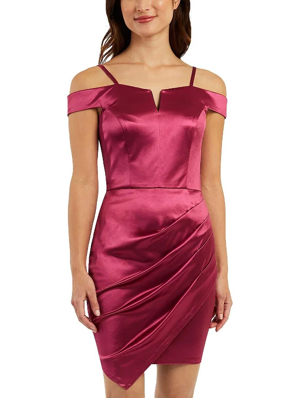 Elegant Clothing For Women Womens Satin Asymmetrical Sheath Dress