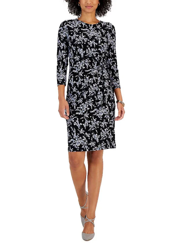 Women's High-Fashion Outfit Womens Floral Print Knee-Length Sheath Dress