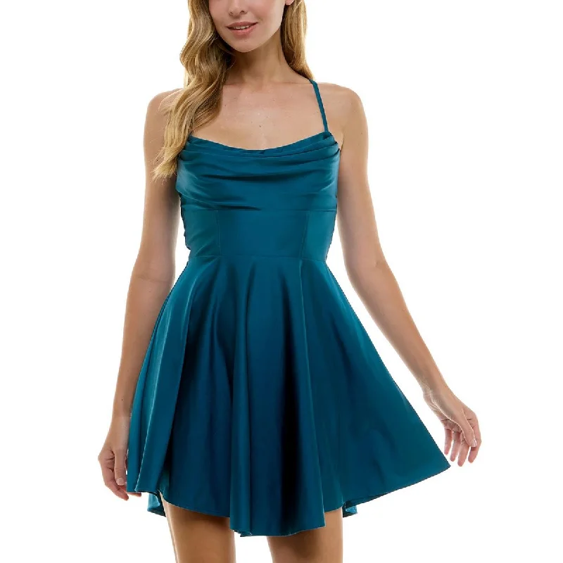 Women's Chic Outfit Juniors Womens Pleated Nylon Fit & Flare Dress