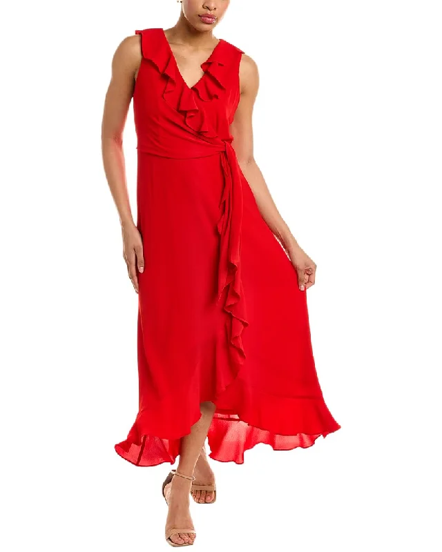 Women's Stylish Outerwear London Times Ruffle Maxi Dress