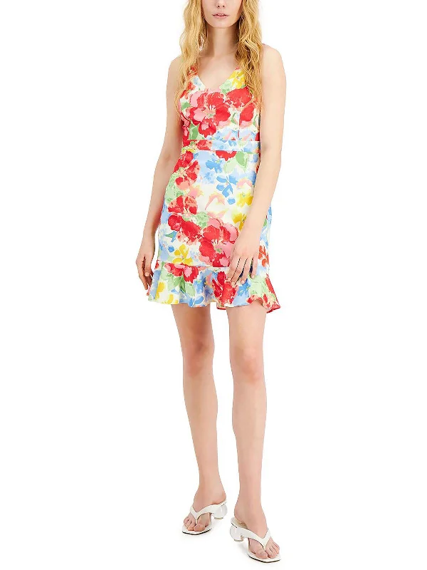High End Fashion Womens Floral Print Mini Sheath Dress
