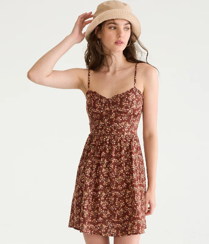 Charming Women's Outfit For Special Occasions Aeropostale Floral Sweetheart Bustier Fit & Flare Dress
