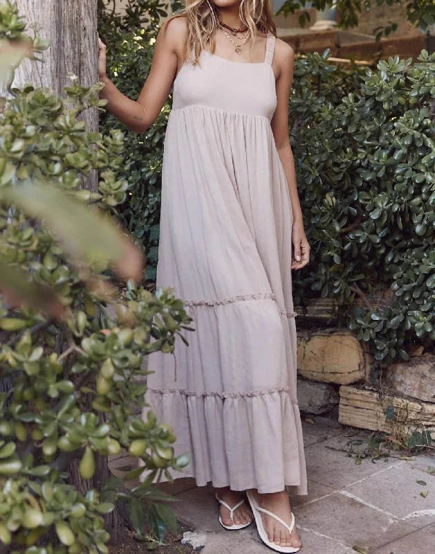 Timeless Women's Clothing Stretch Strap Cami Maxi Dress In Latte