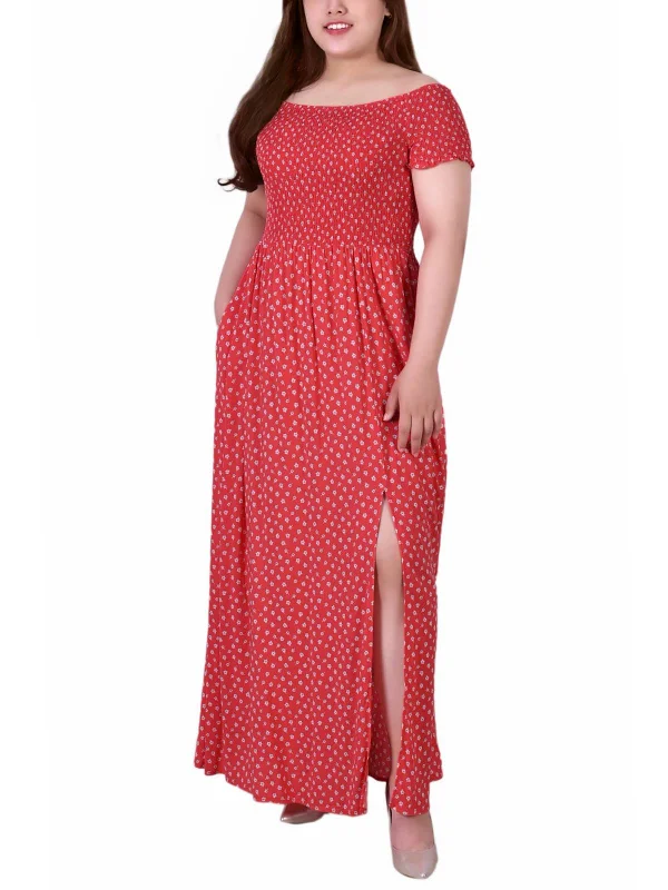 Comfortable Casual Women's Clothing Plus Womens Smocked Long Maxi Dress