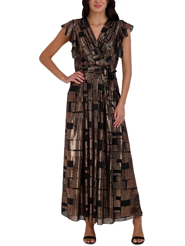 Clothes Woman Womens Metallic Long Maxi Dress