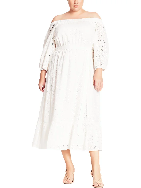 Women's Clothes for All-Day Comfort and Style Plus Womens Eyelet Off Shoulder Maxi Dress