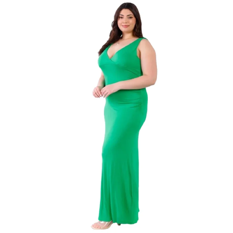 Women's Functional Outfit For Outdoor Activities Plus V-neck Sleeveless Maxi Dress