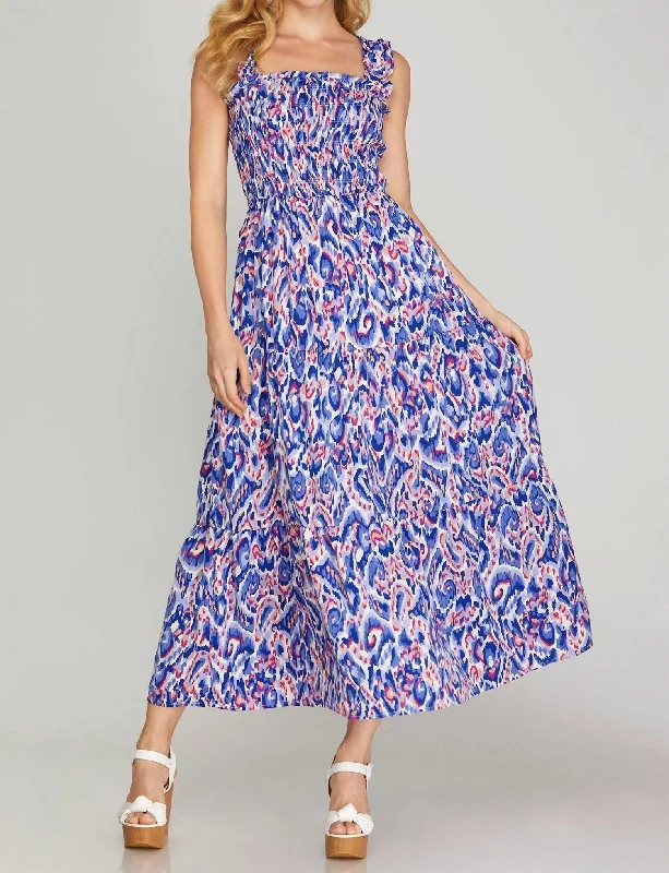 Everyday Fashion Tiered Maxi Dress In Royal Blue