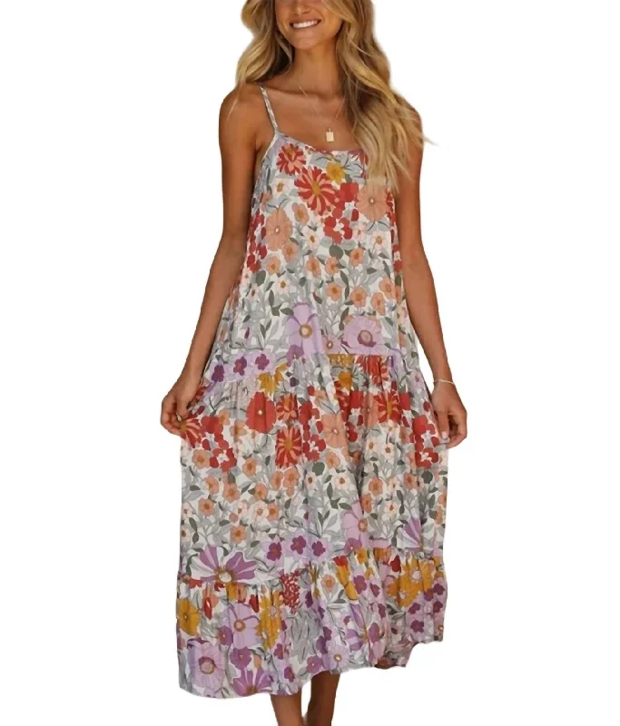 Graceful Fashion Floral Printed Loose Cami Dress In Floral Picture Color
