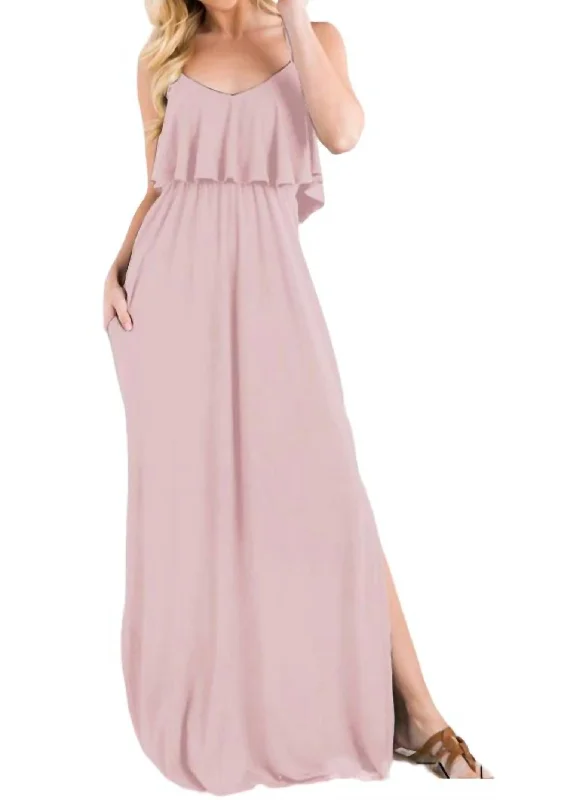 Women's Professional Garments Dusty Ruffled Maxi Dress In Pink