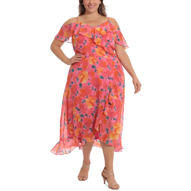 Women's Transitional Garments Plus Womens Floral Ruffled Maxi Dress