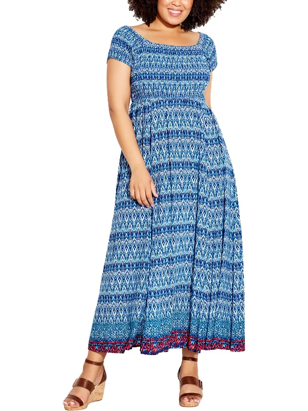 Women's Outerwear Clothing Womens Shirred Elastic Maxi Dress