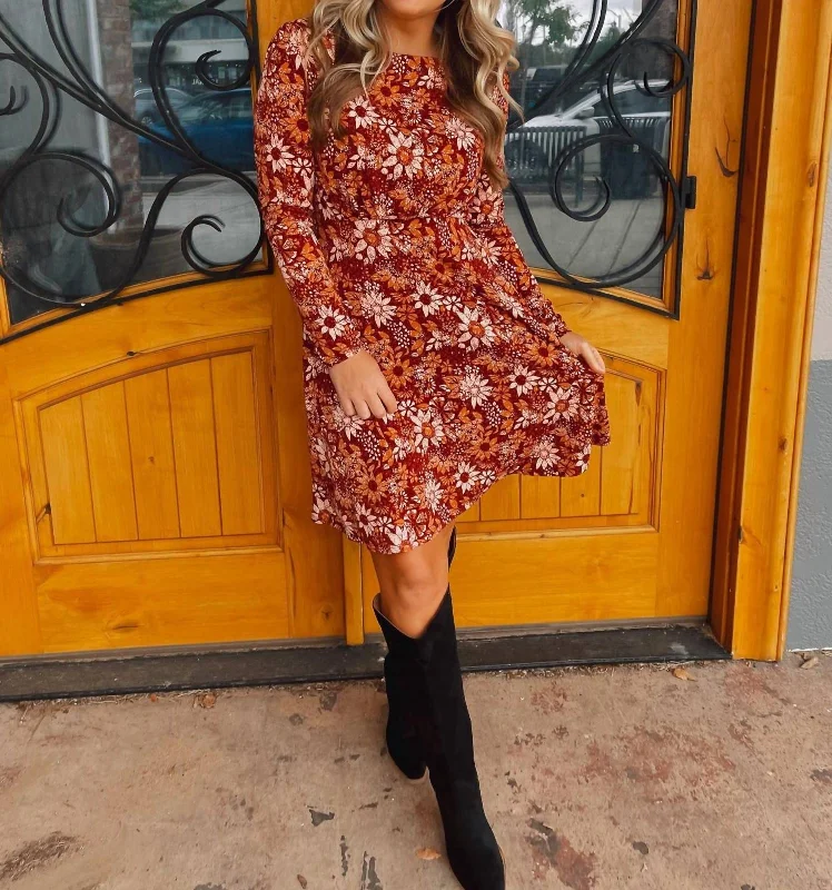 Trendy Online Boutiques Flow With You Dress In Brick/camel