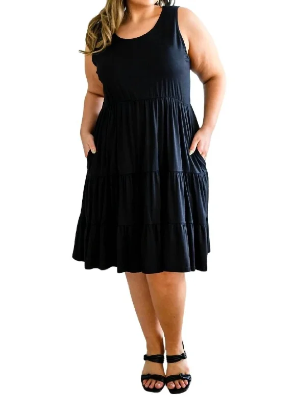 Sales For Clothes Sleeveless Tiered Dress In Black