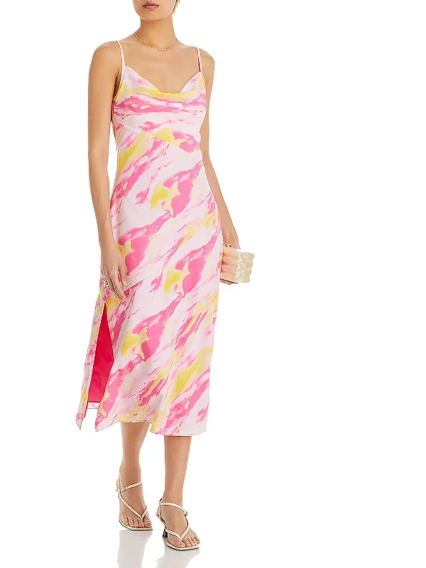 Casual Style for Busy Women Womens Tie-Dye Satin Slip Dress