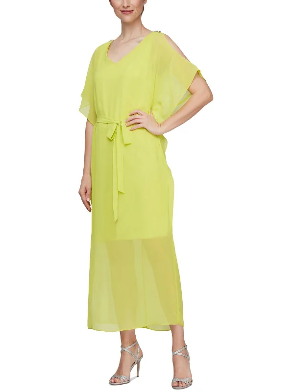 Plus Size Women's Fashion and Clothing Womens Rhinestone Sheer Maxi Dress