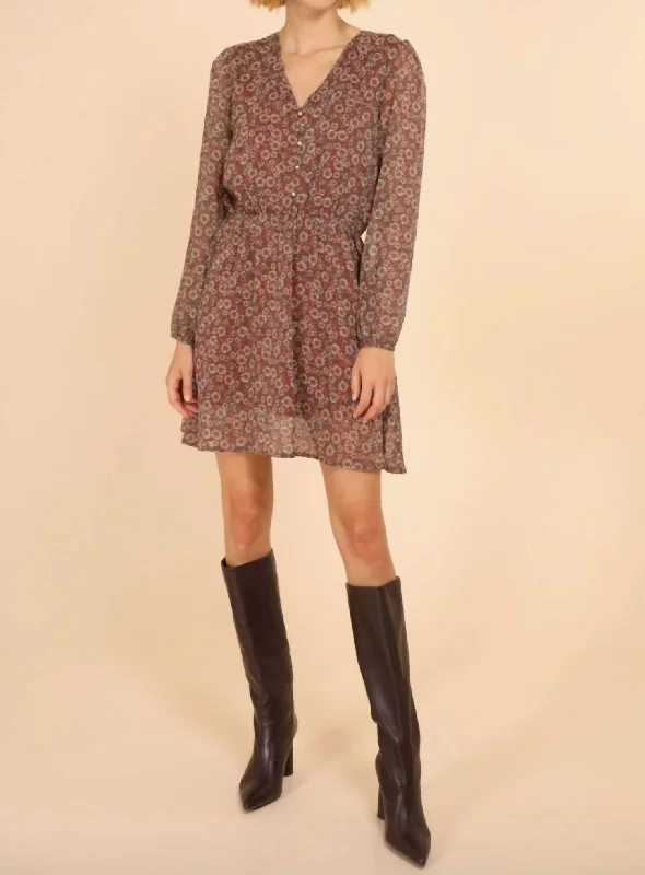 Women's Vacation Outfit Delphine Dress In Red Floral