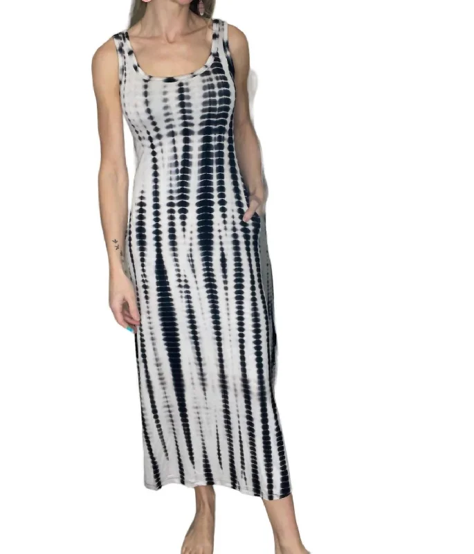 Stylish Outerwear Clothing For Women Tie Dye Maxi Dress In Black
