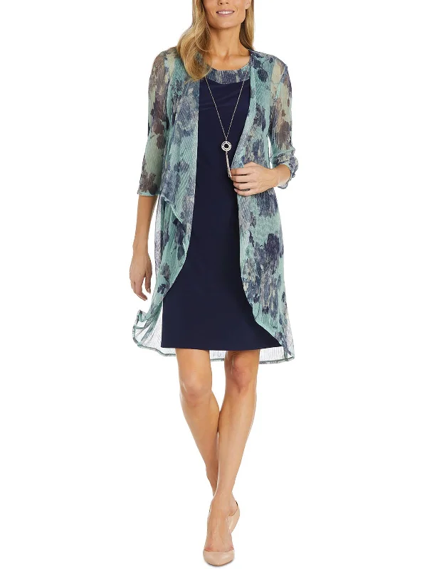 Relaxed Fashion Petites Womens Metallic Floral Two Piece Dress