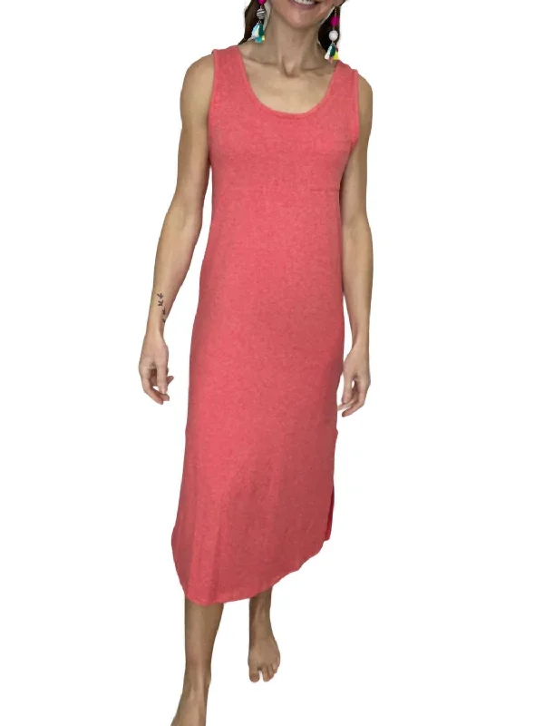 Cheap Women's Clothing Online Soft Comfy Knit Maxi Dress W/ Pocket Detail In Red