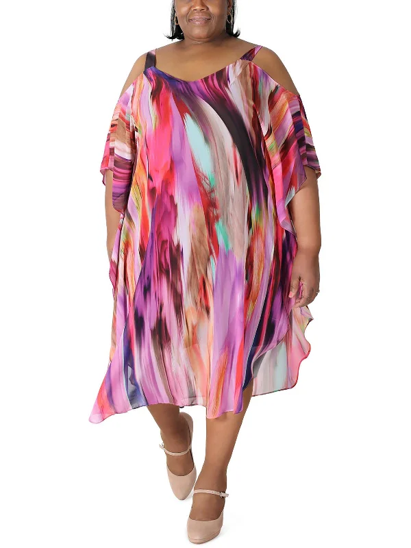 Bundle Offer Plus Womens Printed Chiffon Maxi Dress