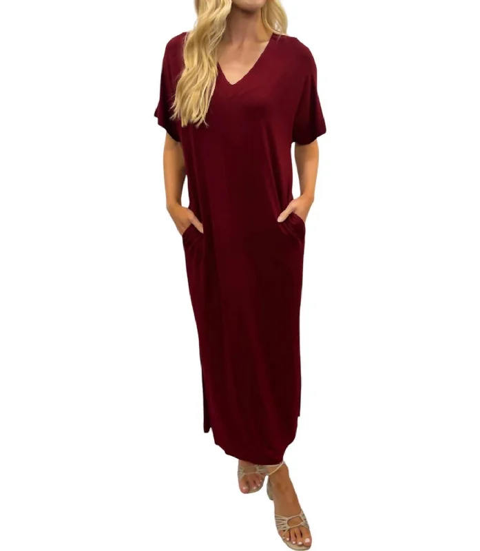 Women's Clothes For Outdoor Events Maxi Dress In Burgundy