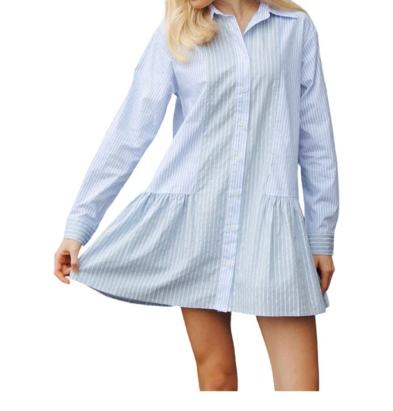 Chic Women's Clothing Online Shirt Dress In Blue Striped