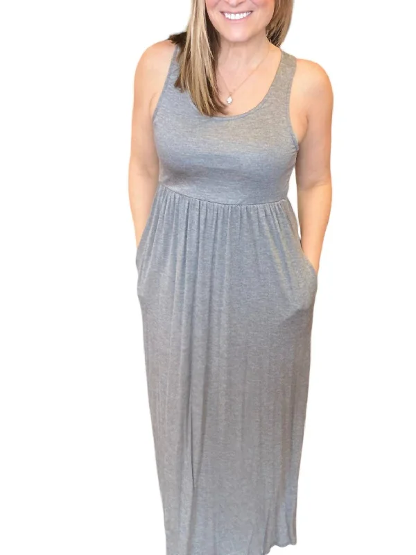 Women's Elegant Garments Stella Sleeveless Racerback Maxi Dress In Charcoal