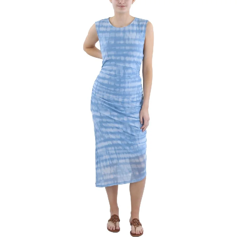 Sophisticated Women's Fashion Womens Tie-Dye Sleeveless Sheath Dress