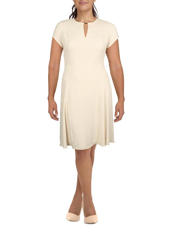 Outlet Clothing Womens Satin Keyhole Fit & Flare Dress