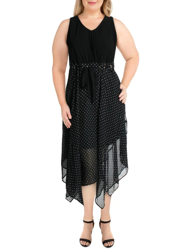 Woman Clothing Plus Womens Polka Dot Gathered Maxi Dress